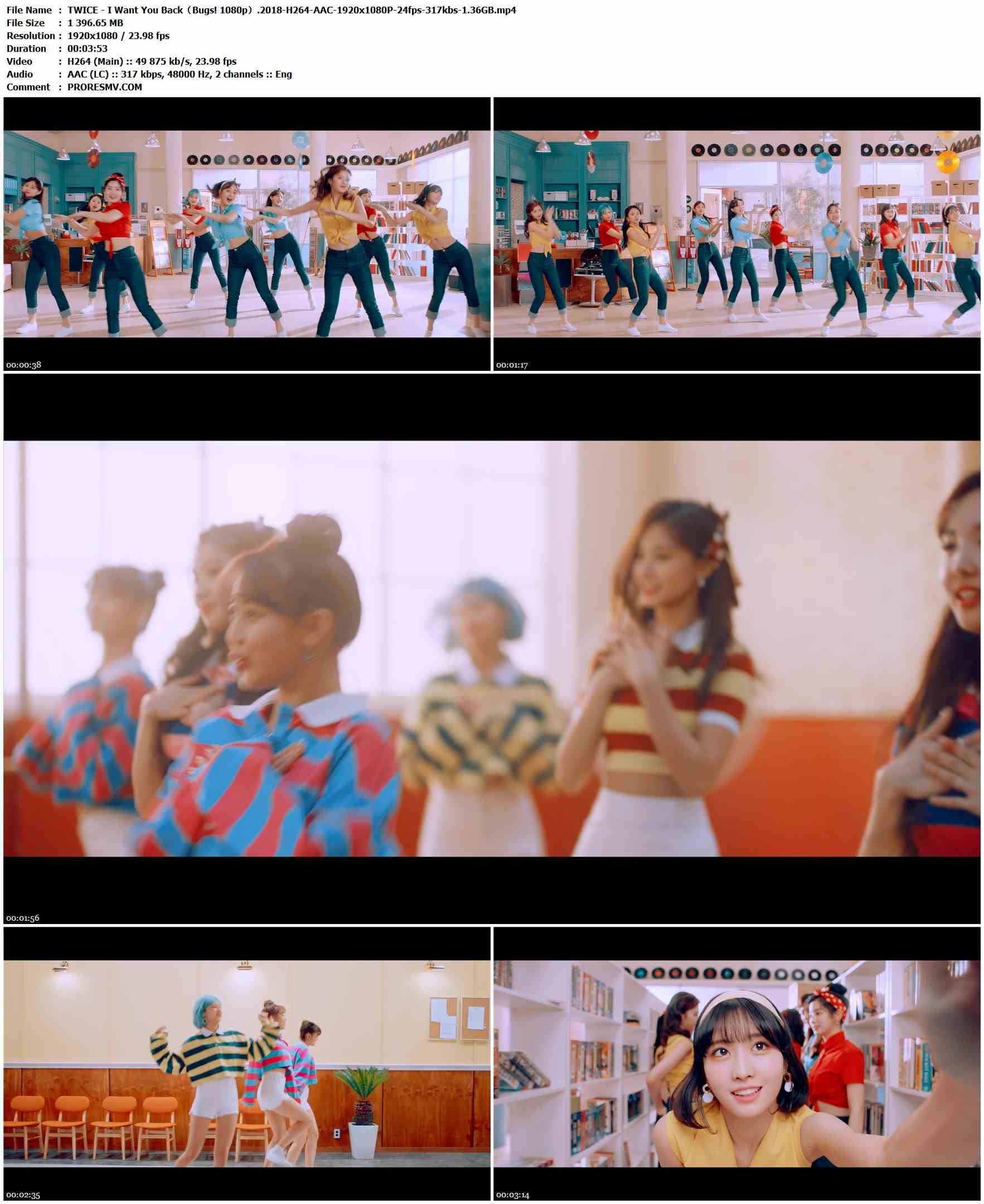 TWICE - I Want You Back（Bugs! 1080p）.2018-H264-AAC-1920x1080P-24fps-317kbs-1.36GB官方MV_高清MV